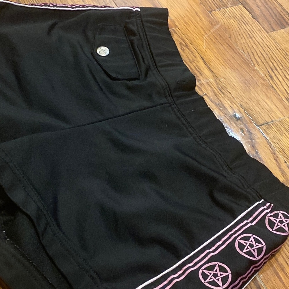 Rare Lip Service Feel the Burn Black / Pink Pentagram Shorts XS diy - Picture 2 of 5
